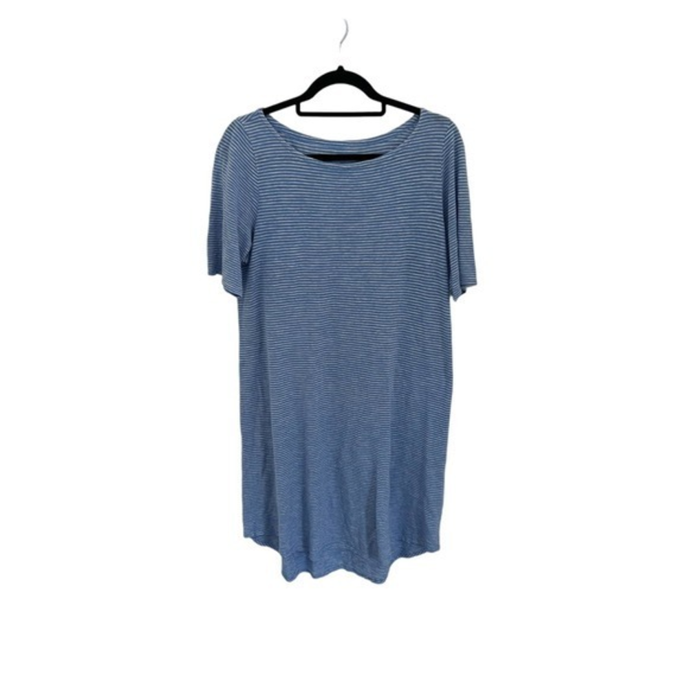 Eileen Fisher Bluebell Hemp Cotton Skinny Stripe K/L Dress Size S‎